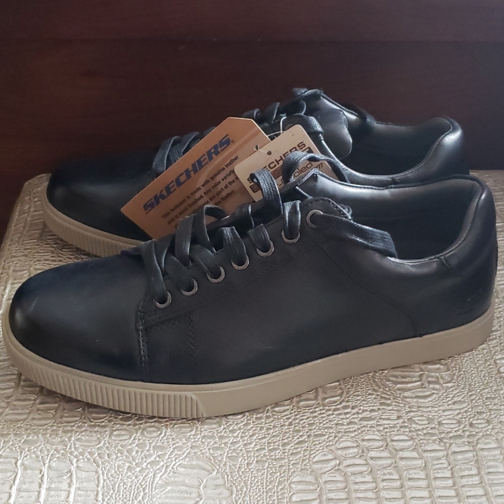 Black leather sneakers